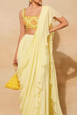 Pre-draped Skirt Saree For Bride sister