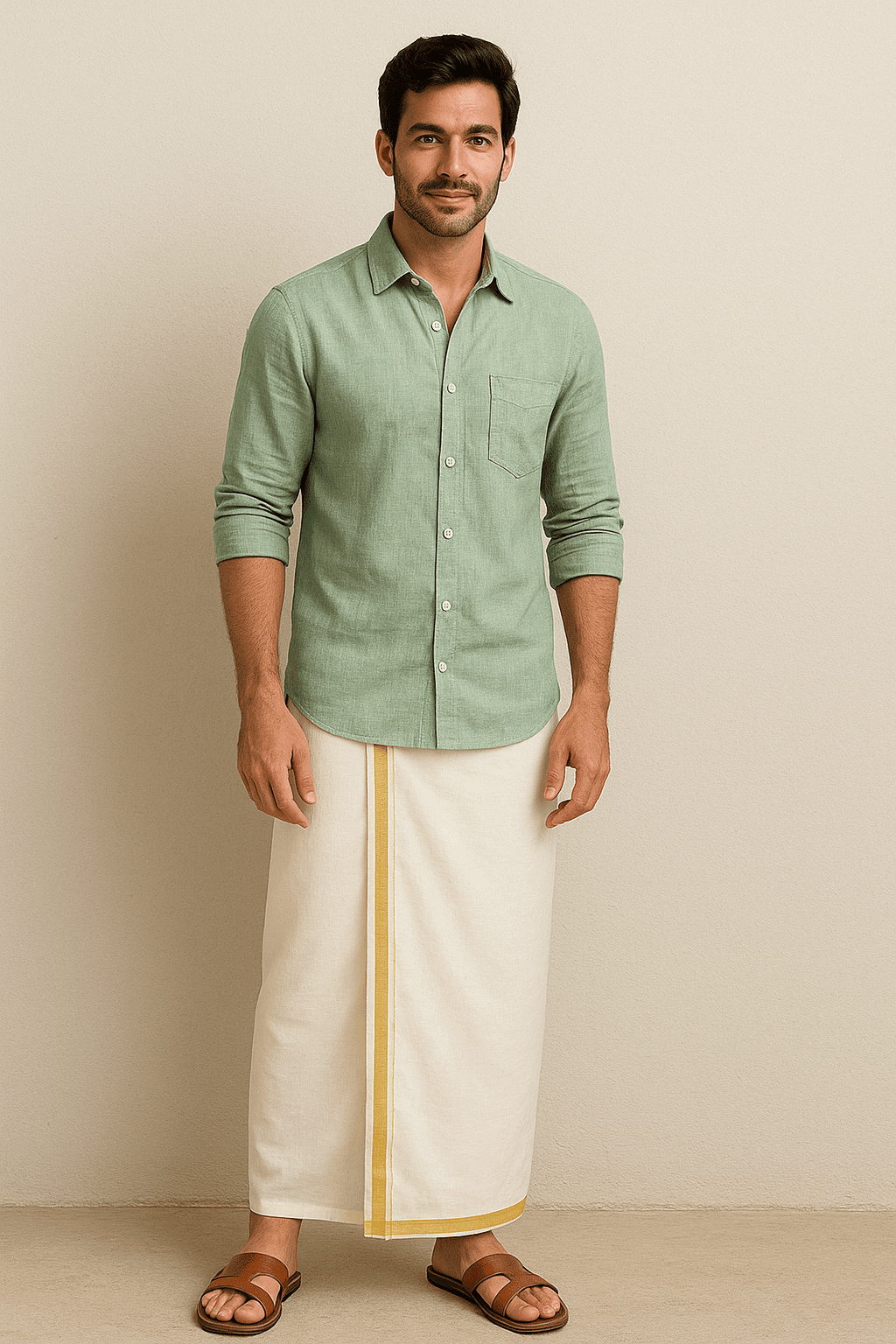 grey dhoti and shirt white dhoti
