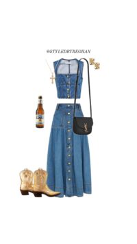style buttoned straight denim skirt with corset