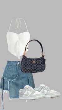 style draped denim skirt with bralet
