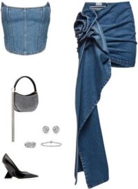 style draped denim skirt with corset