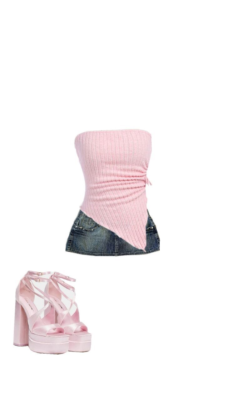 style low rise mini skirt bow tube top
