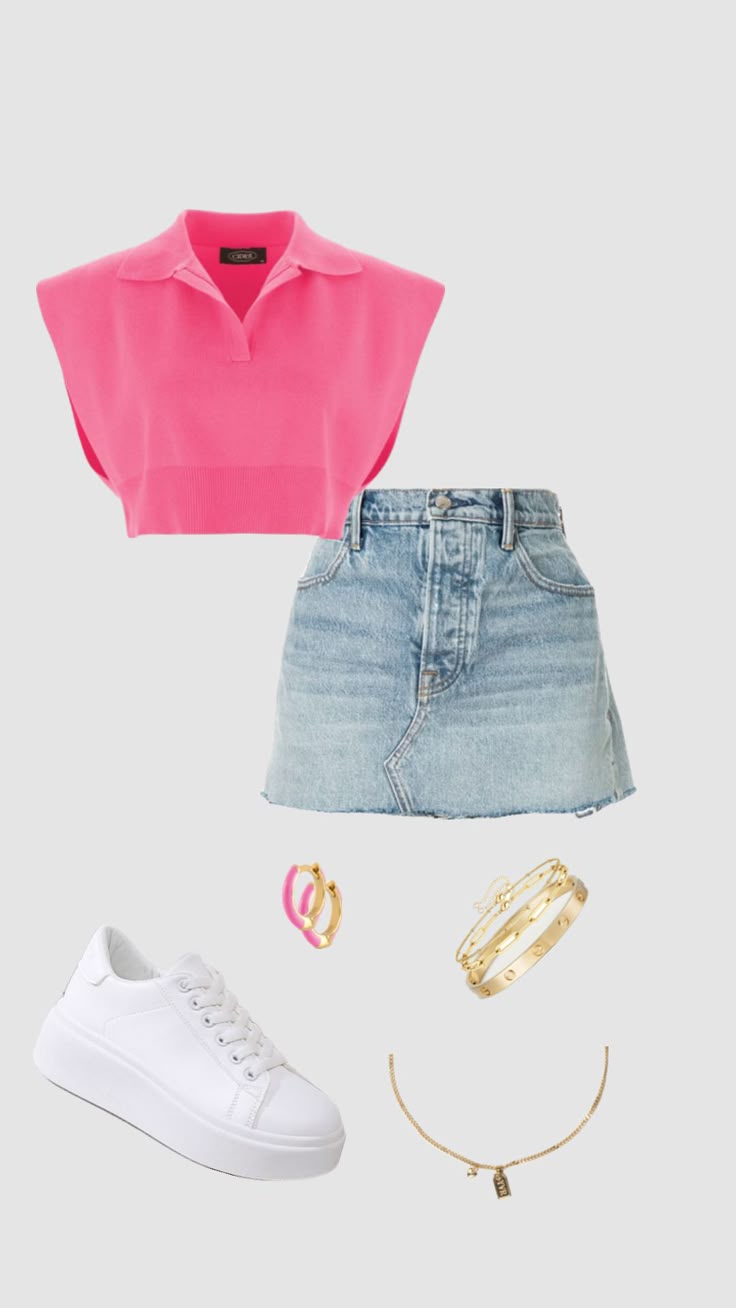 style low rise mini skirt with collar t shirt