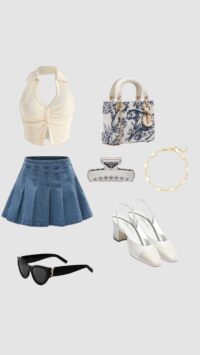 style flared denim skirt with top