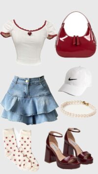 style flared denim skirt with tshirt
