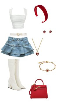 style flared denim skirt with tube top