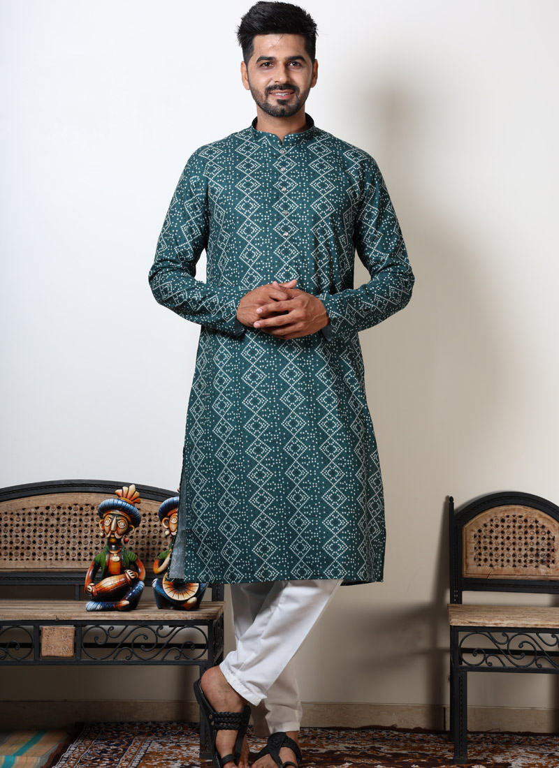 Bandhani and ajrakh print for men, trending navratri outfits, pepandpanache