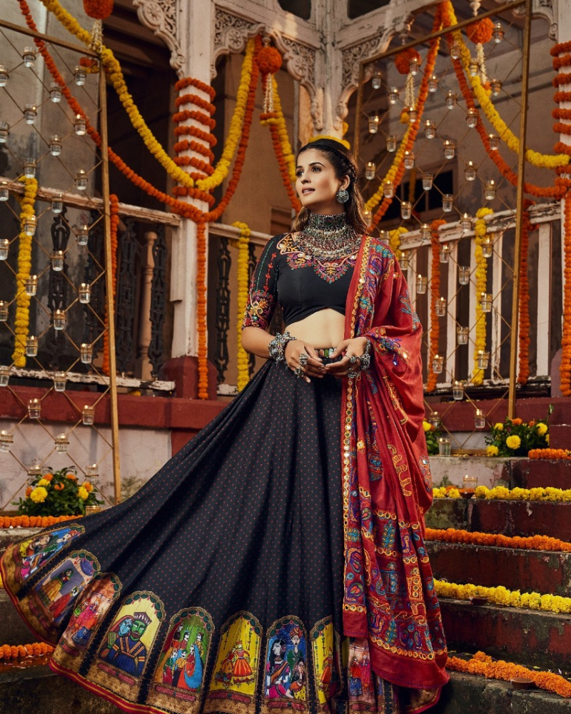 digital printed chaniya cholis, trending navratri outfits, pepandpanache