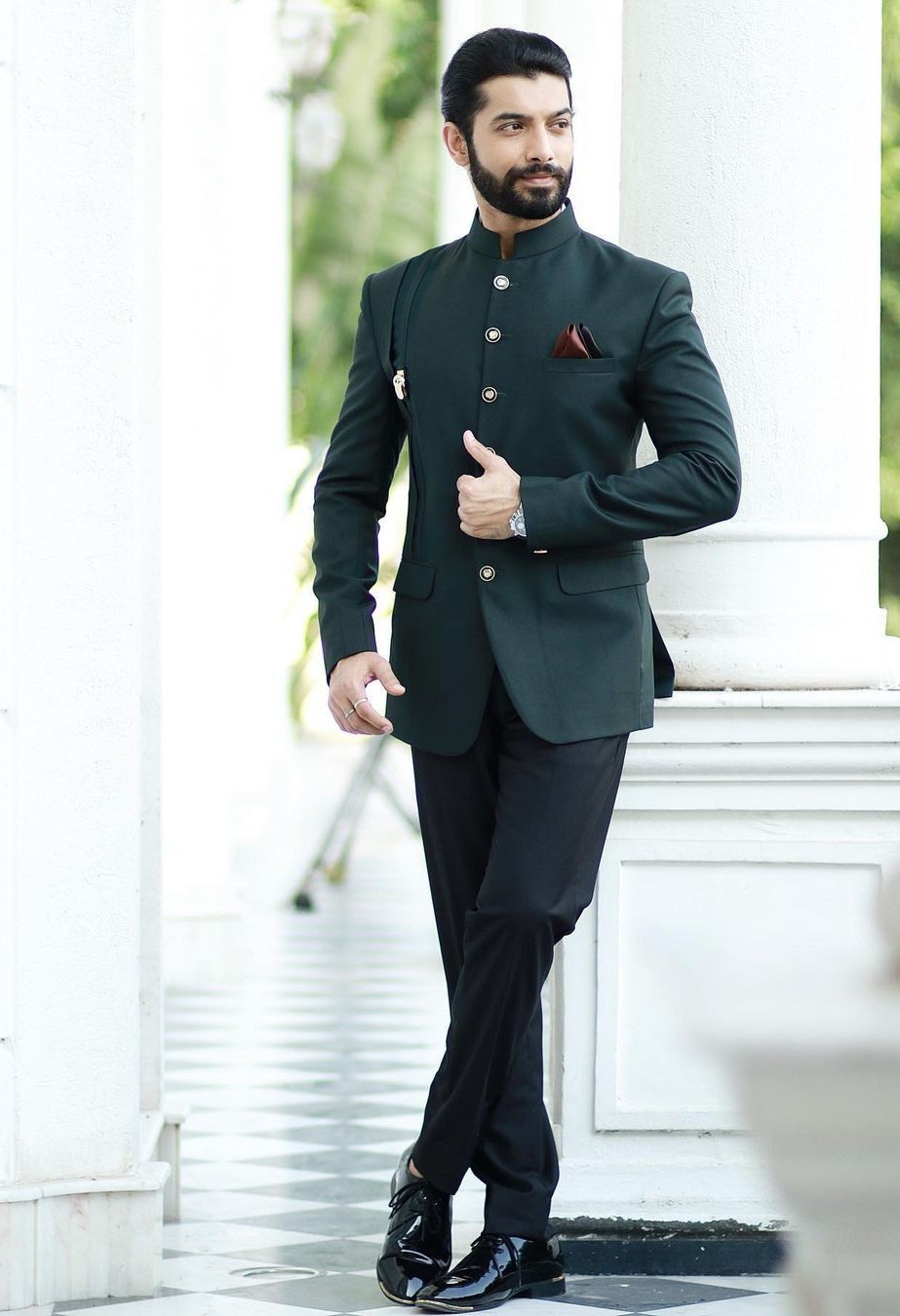 Green jodhpuri suit