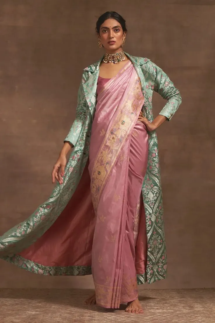 Jacket saree drape idea + Pepandpanache
