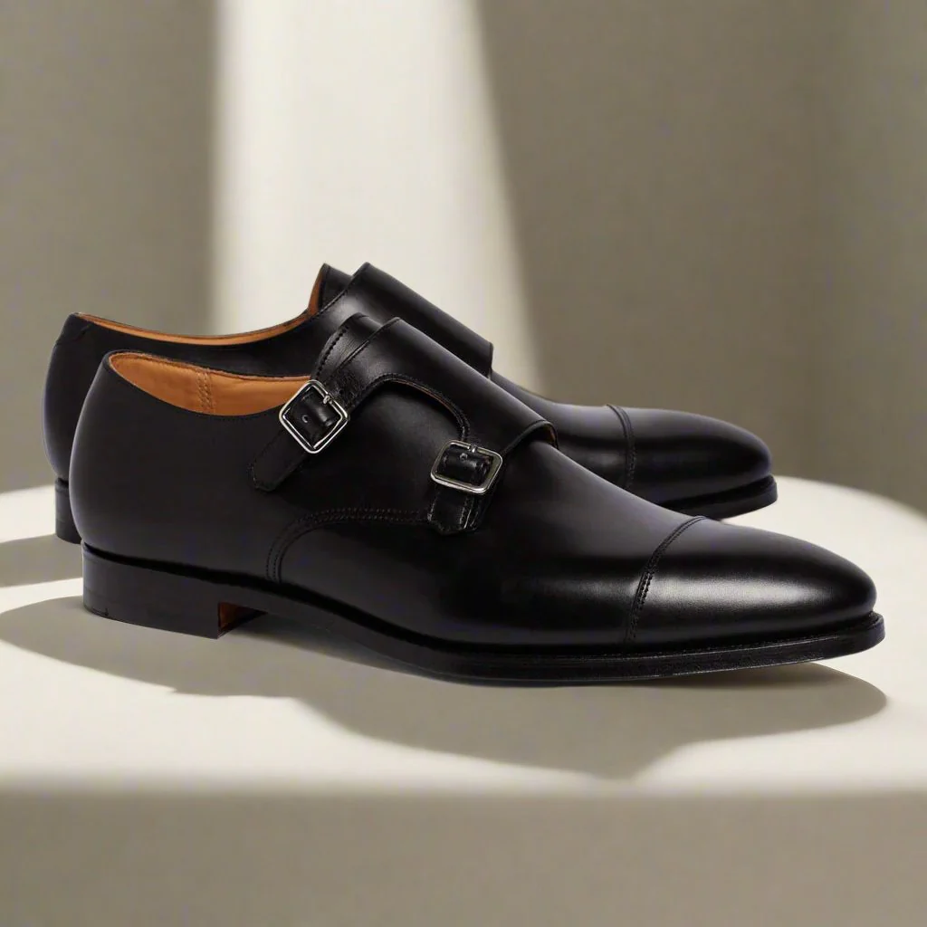 Black monkstarp shoes