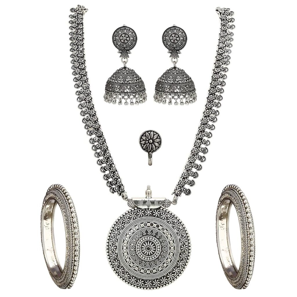 oxidized jewelry, trending navratri outfits, pepandpanache