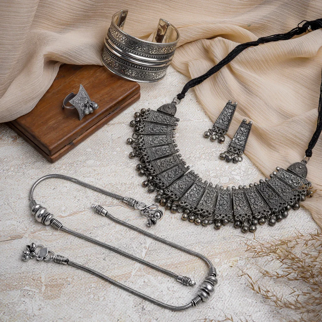 oxidized jewelry, trending navratri outfits, pepandpanache