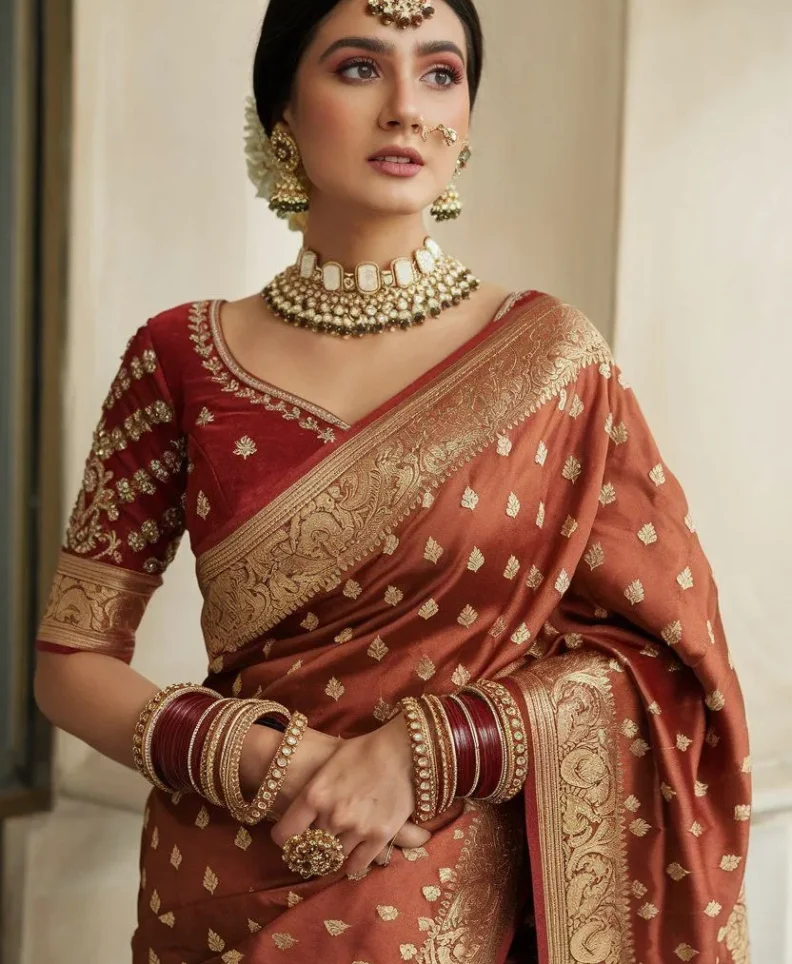 Banarasi Silk saree Banarasi silk saree for brides + Pepandpanache